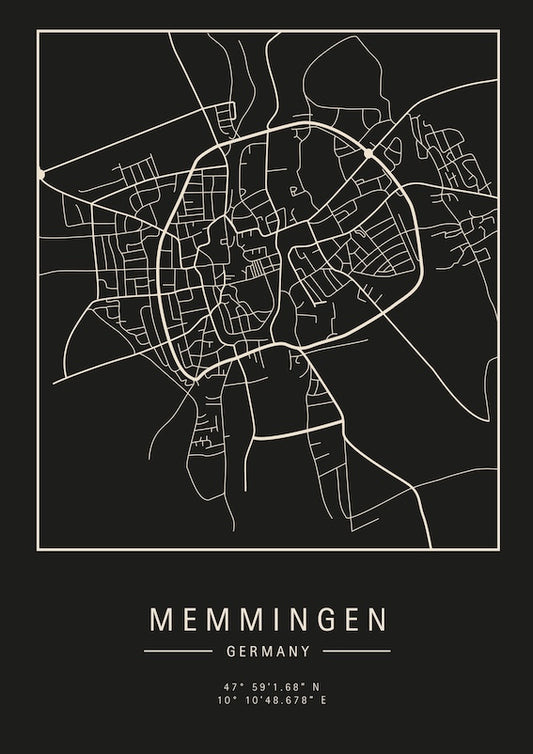 Heimatbild Memmingen – Minimalistisches Design in Schwarz-Weiß